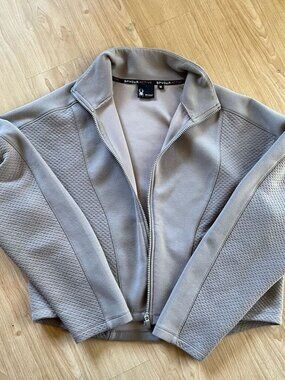 Spyder Active Women Medium Full Zip Fleece Jacket Taupe Textured